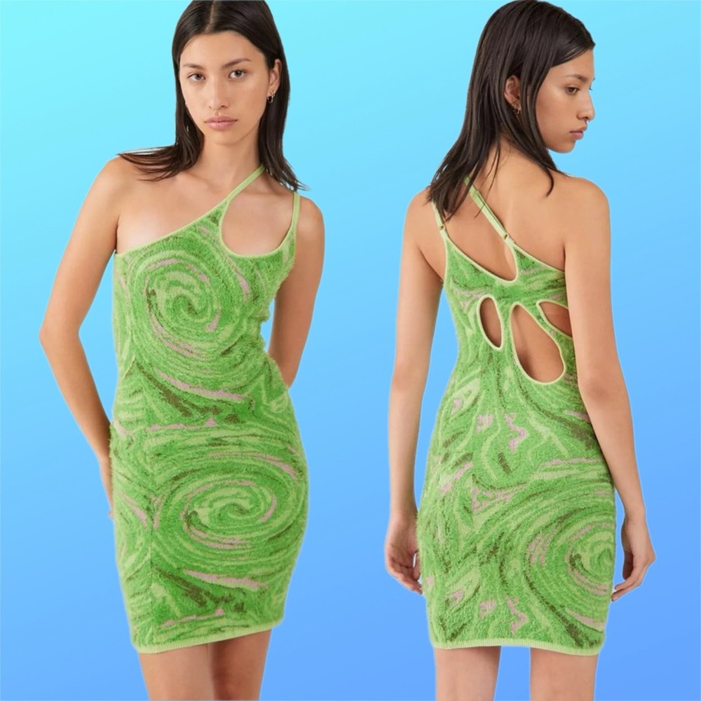 house of sunny • hot springs hockney dress in grass green uk 8 / us 4 / s